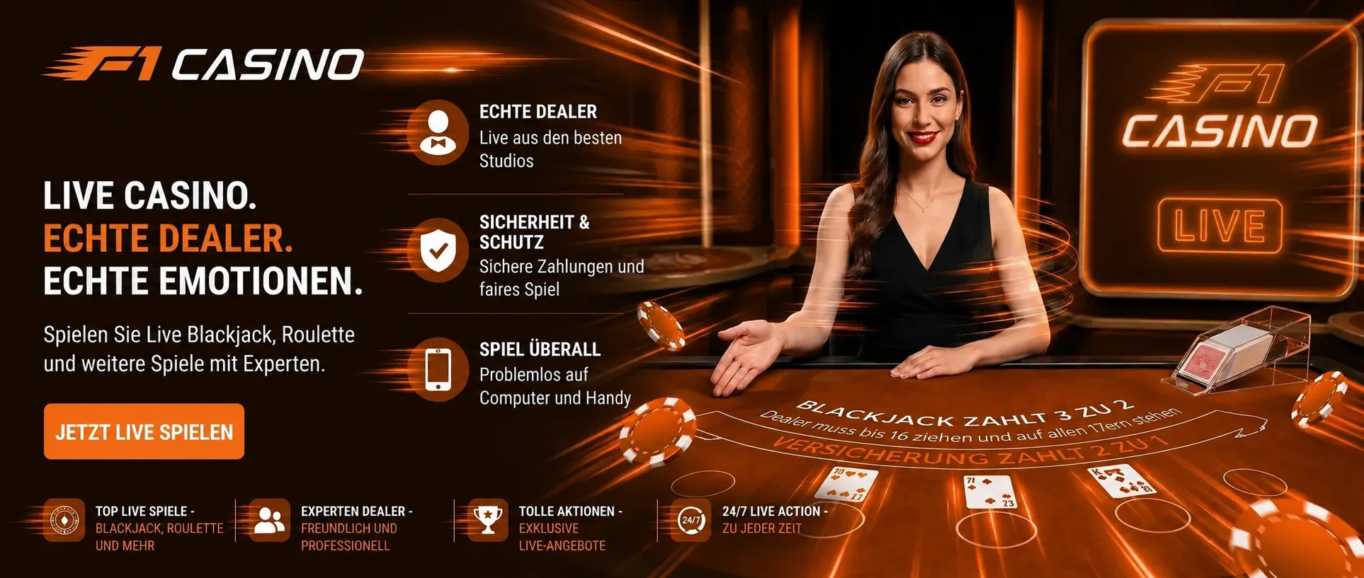 Live-Casino bei F1 Casino Deutschland